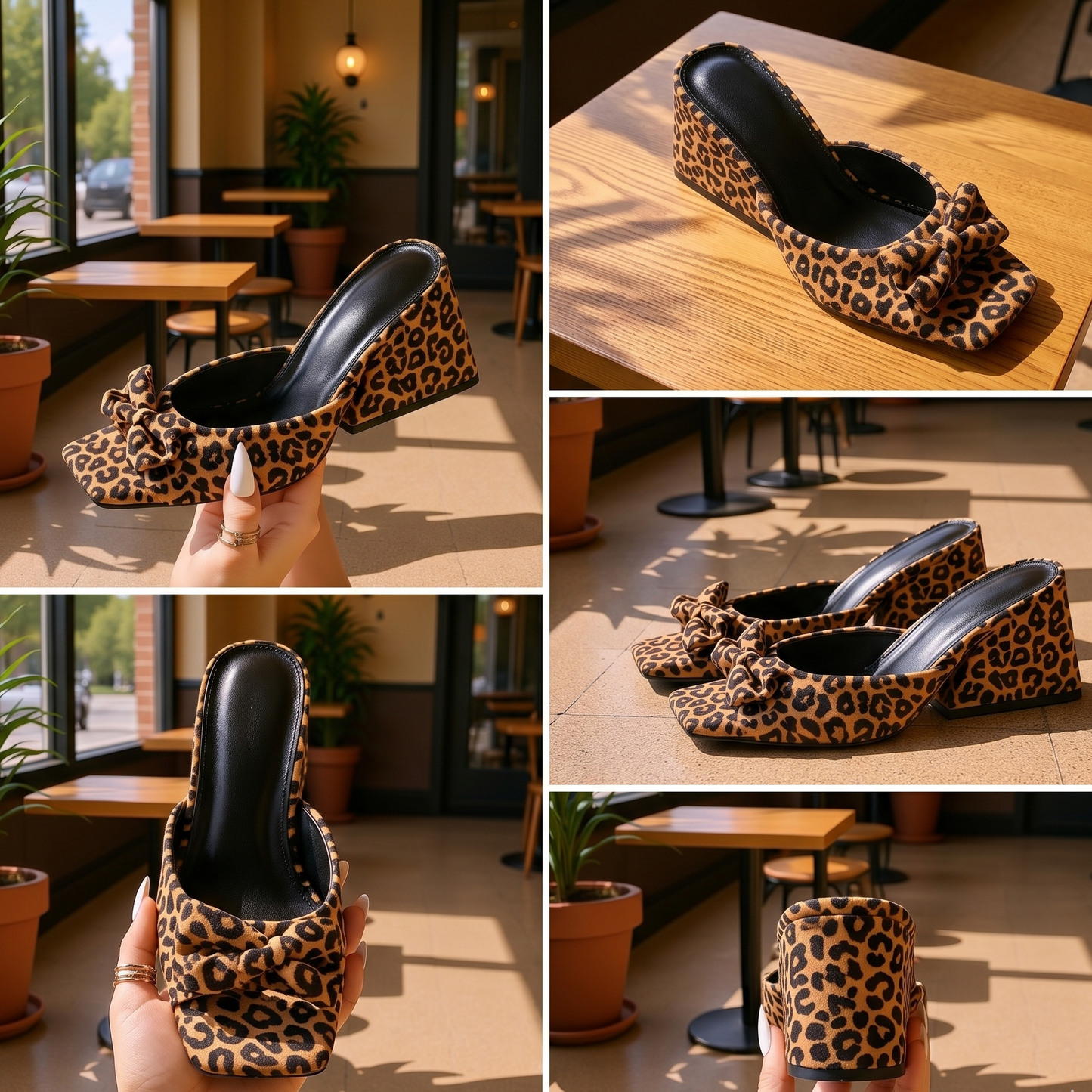 MULE LEOPARDO CON LAZO | TACÓN BAJO