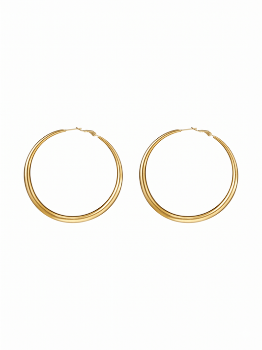 PENDIENTES DE ARCO DE ACERO INOXIDABLE PLATEADO EN ORO 18K