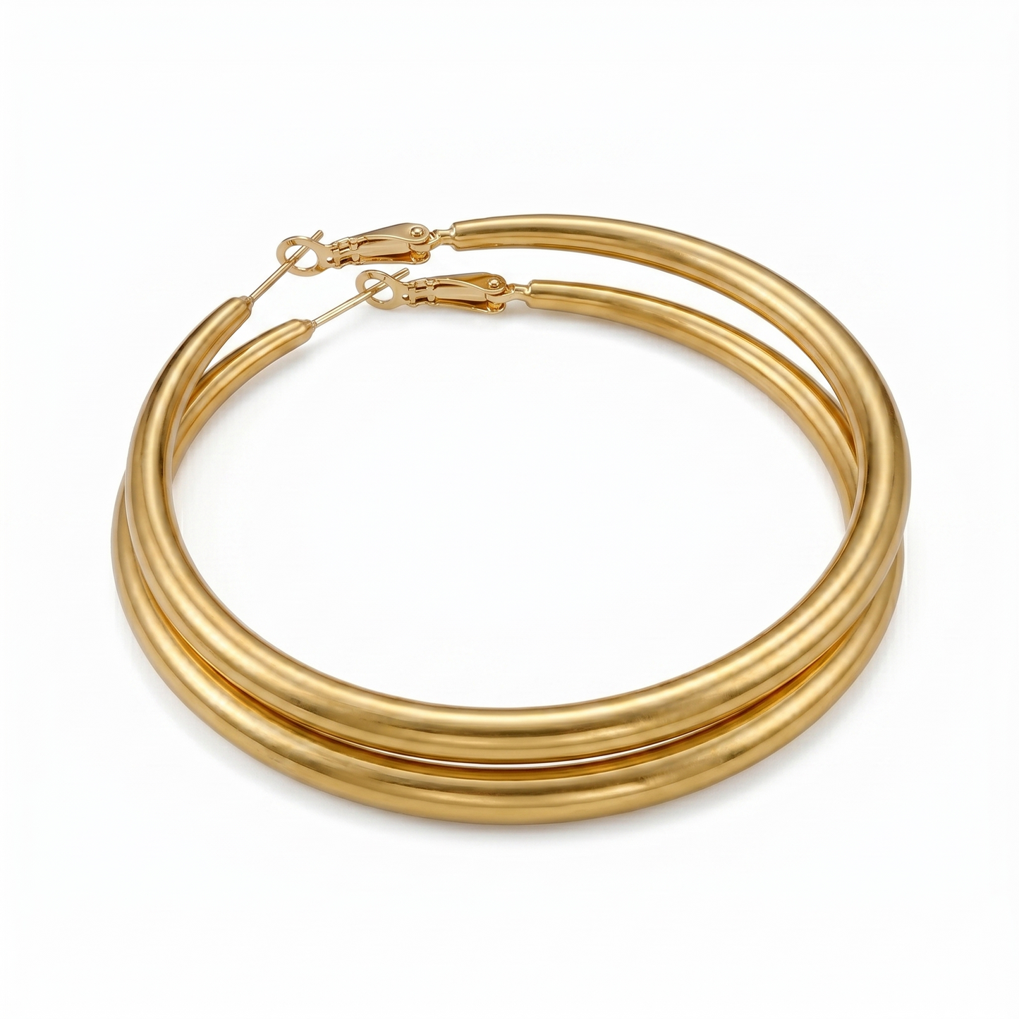 PENDIENTES DE ARCO DE ACERO INOXIDABLE PLATEADO EN ORO 18K