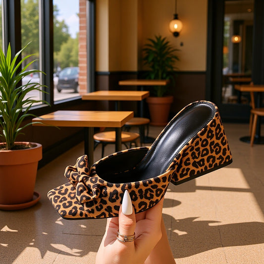 MULE LEOPARDO CON LAZO | TACÓN BAJO